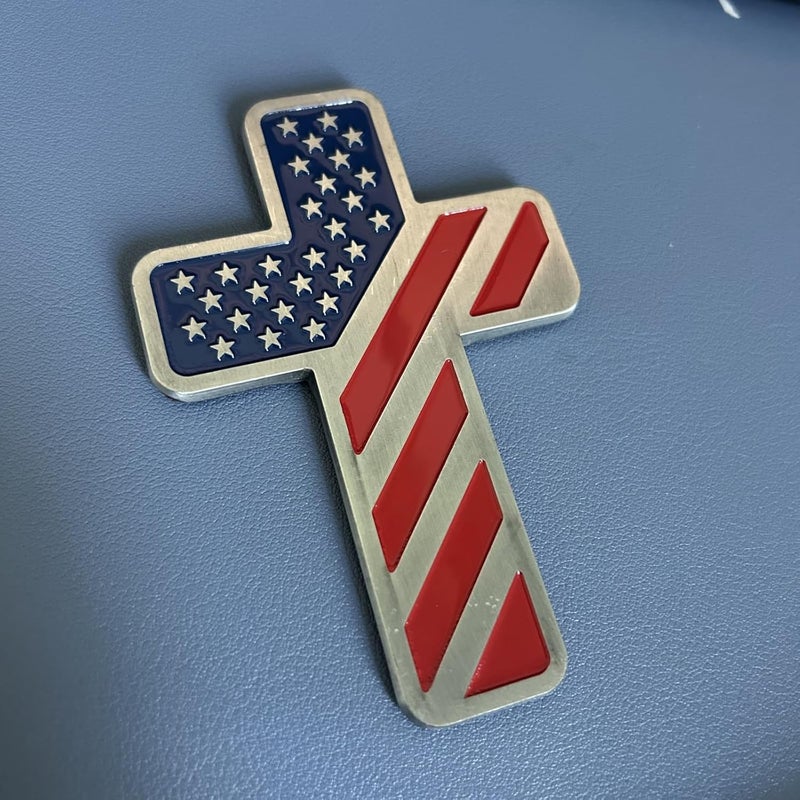 LWQLZY Cross Christian Car Emblem – Patriotic USA Flag Zinc Alloy 3D Badge with 3M Adhesive – Cross Decal for Car, Truck, Window, Door, Toolbox, or Home Decor (Enamel Silver) - Image 4